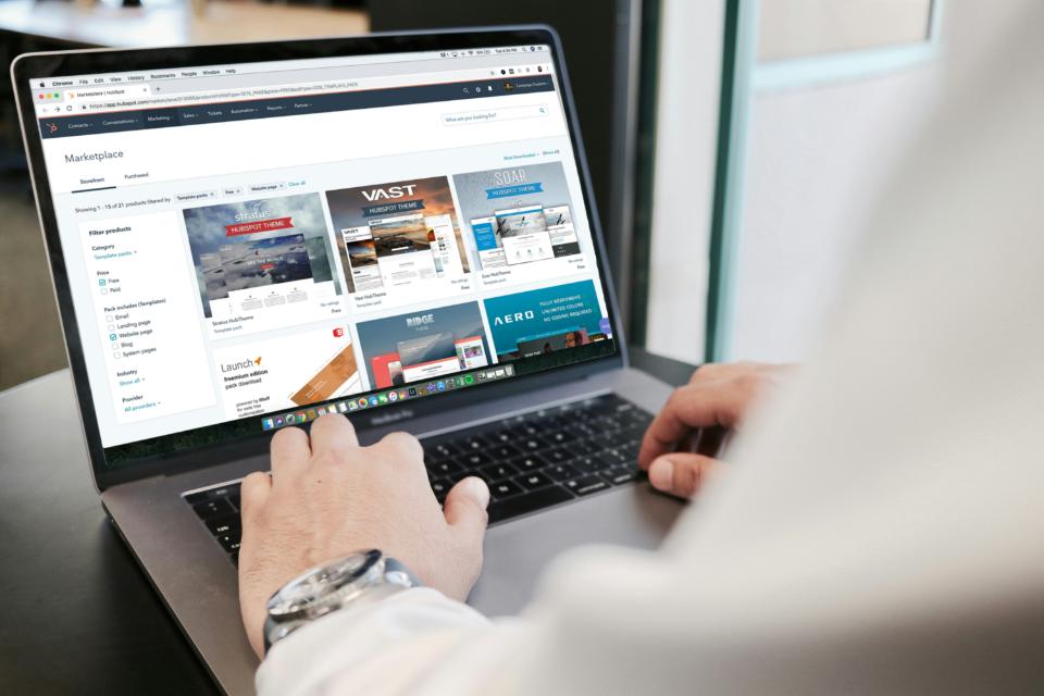 Browsing digital content on a laptop screen.